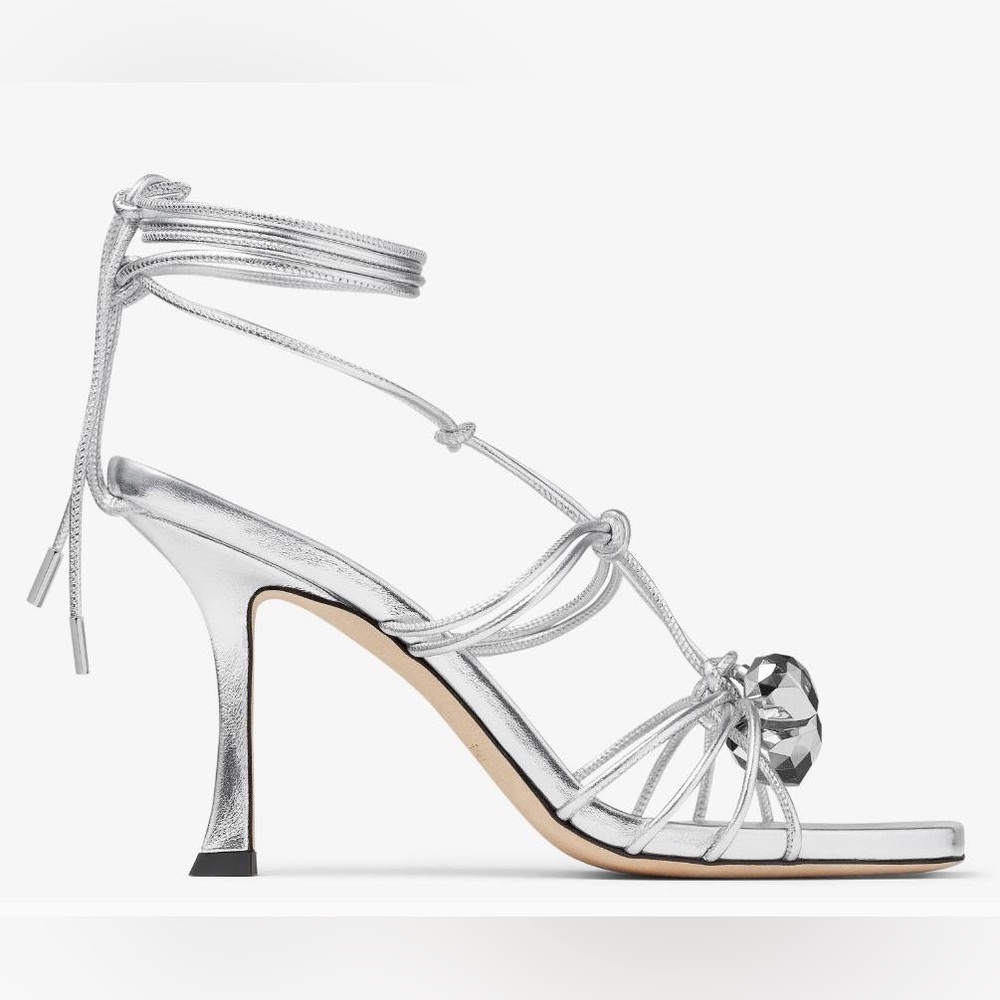 Elegant Silver Strappy Heels